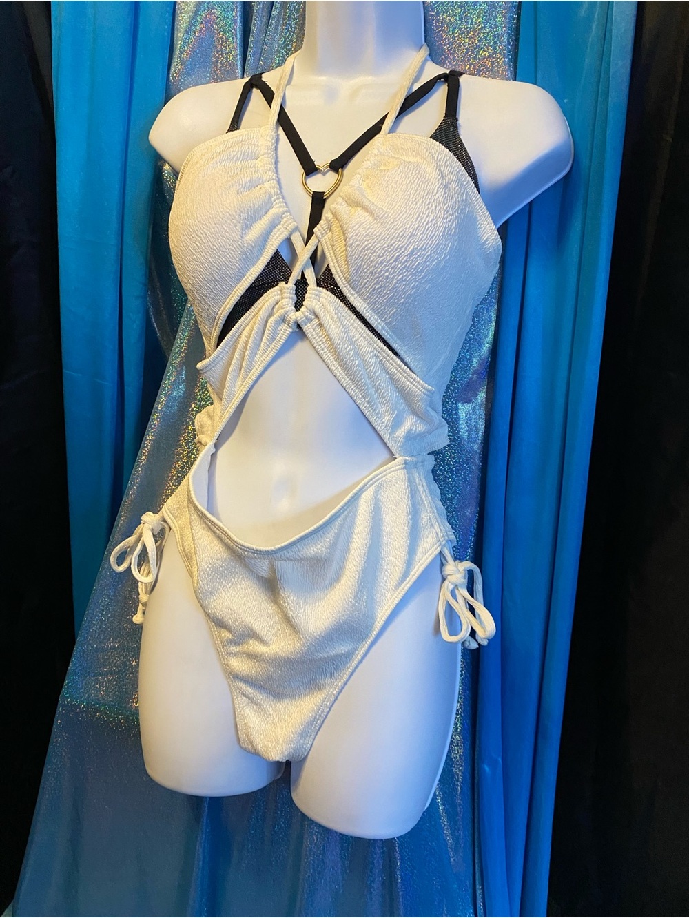 New!, White Cutout Ring-Front One-Piece Swimsuit